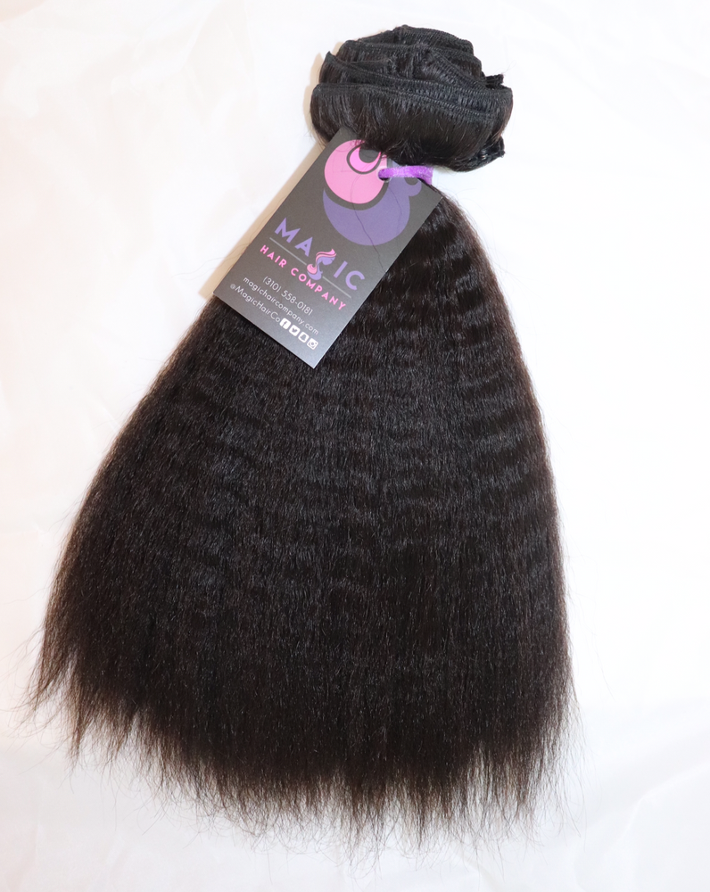 kinky straight human hair clip-in hair bundle 140g afro kinky  yaki