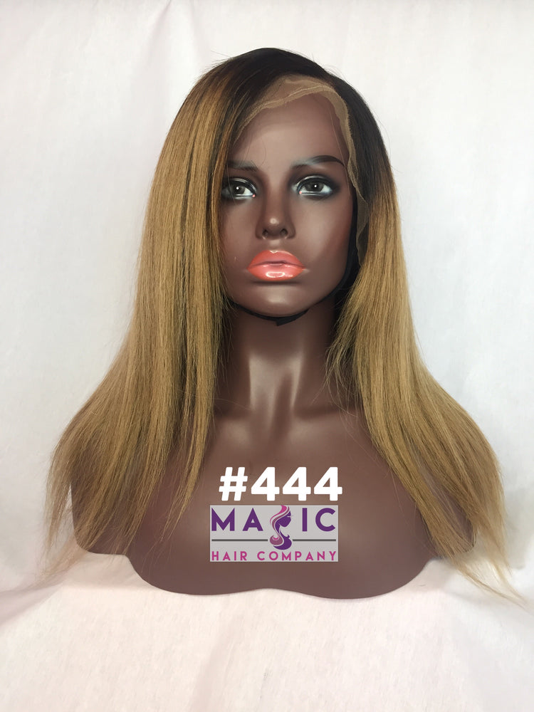 14 16 dirty blonde front lace omber human hair glueless side part wig