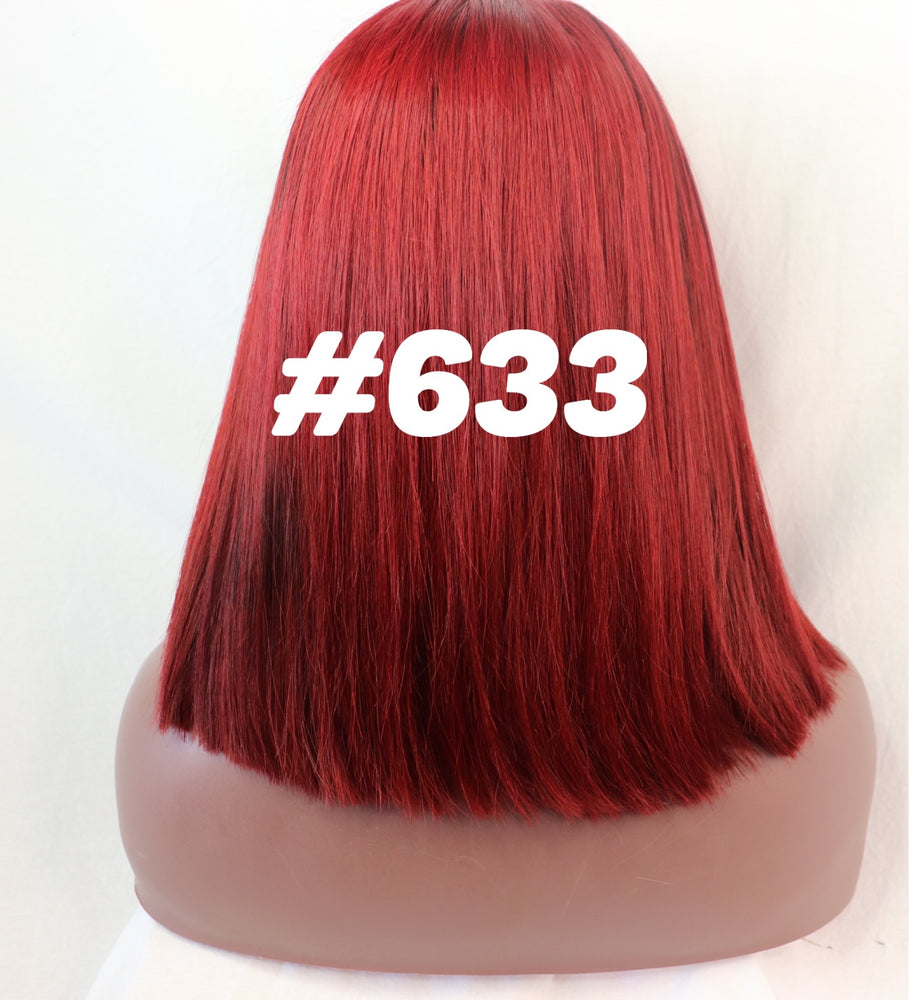 Straight , 12", front lace, Custom colored Red BOB