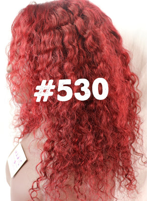 Curly, 12", Full Lace Wig, Custom Colored Red