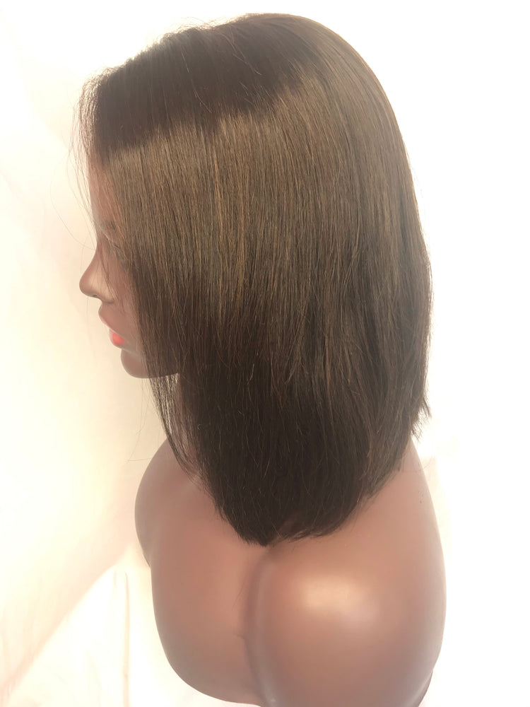 Straight, 10", front lace, #4 Brown color