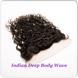 14 indian deep body wave human hair lace closure frontal