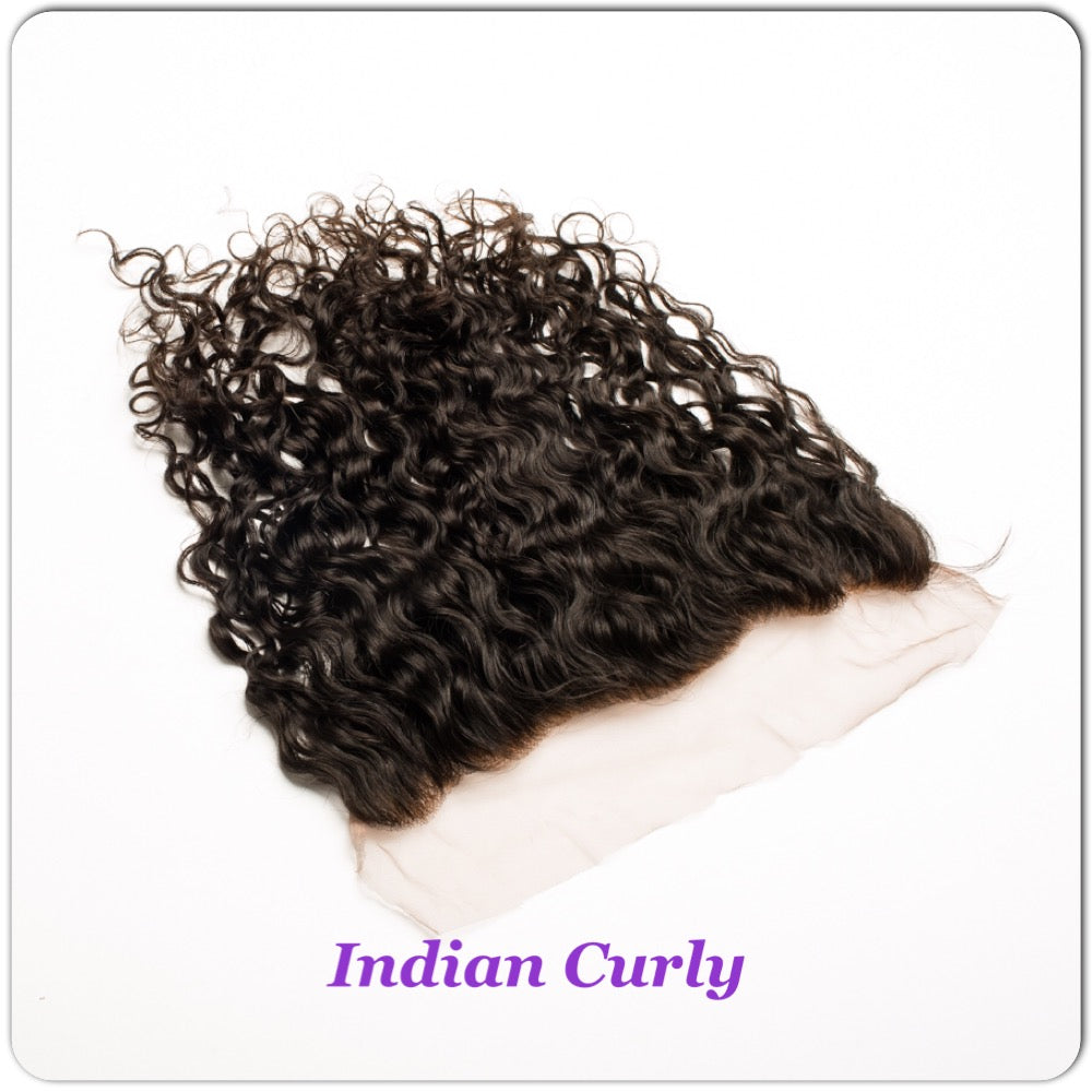14 human hair indian curly frontal closure