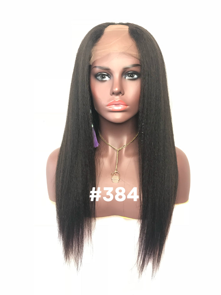 18" kinky straight yaki human hair wig u part for black women natural 1b