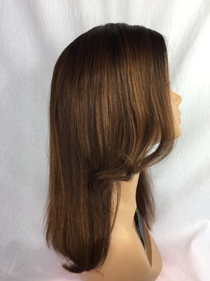 14", front lace, silky straight