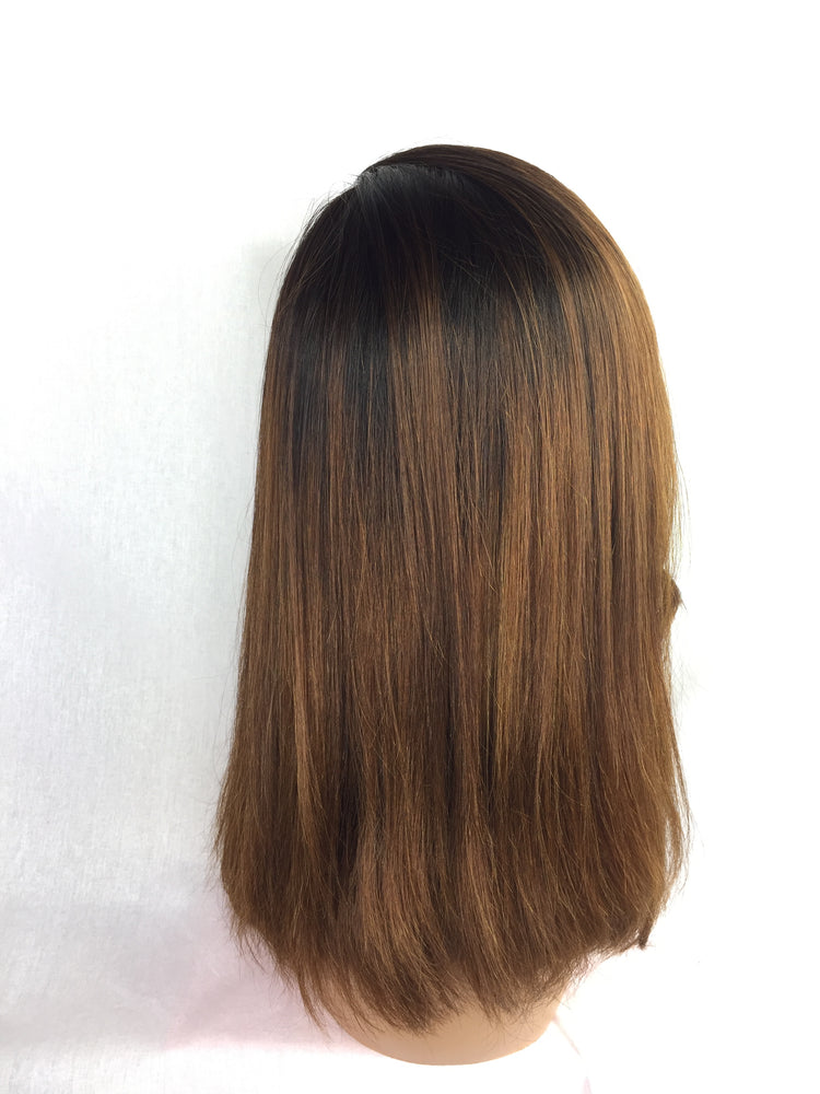 14", front lace, silky straight