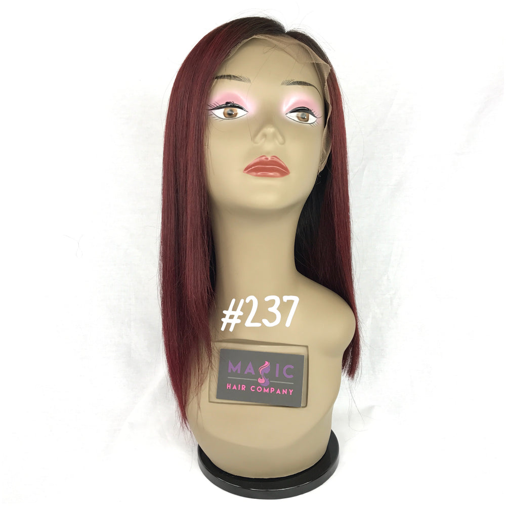 red straight glueless lace wig human hair
