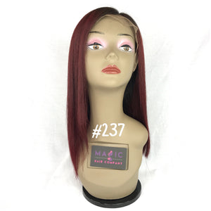 red straight glueless lace wig human hair