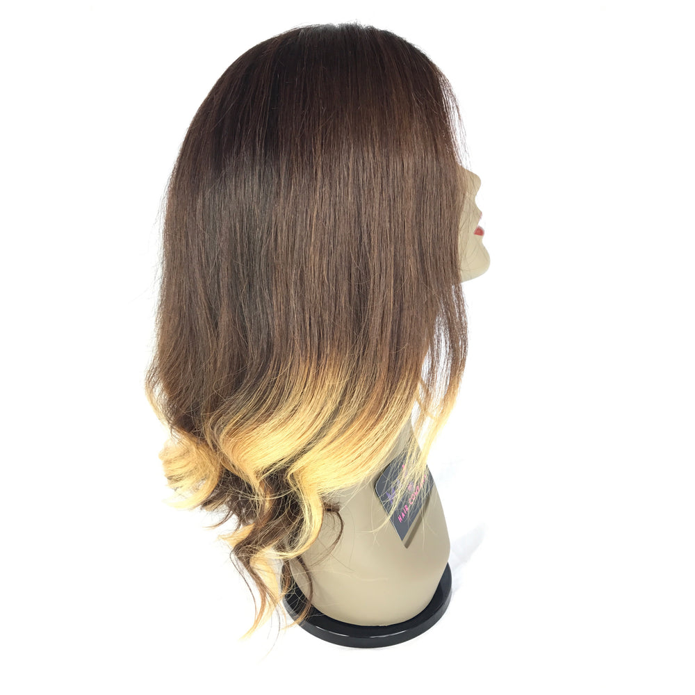 12", Silky Straight, Blonde Ombre Color, Front Lace Wig