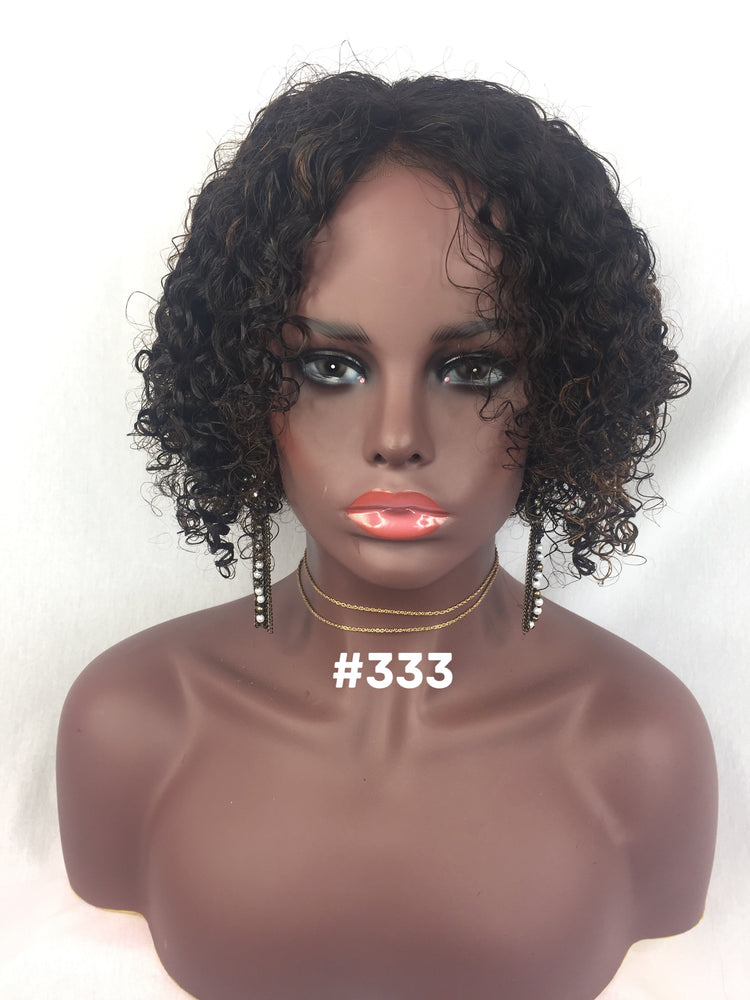 10", Curly, Custom Color, Front Lace wig