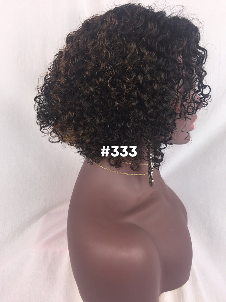 10", Curly, Custom Color, Front Lace wig