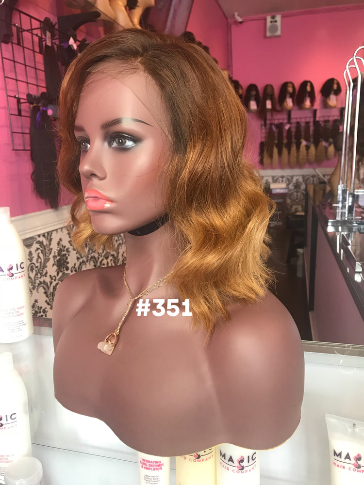 10", Silky Straight, Ash Brown, ombre, front lace wig