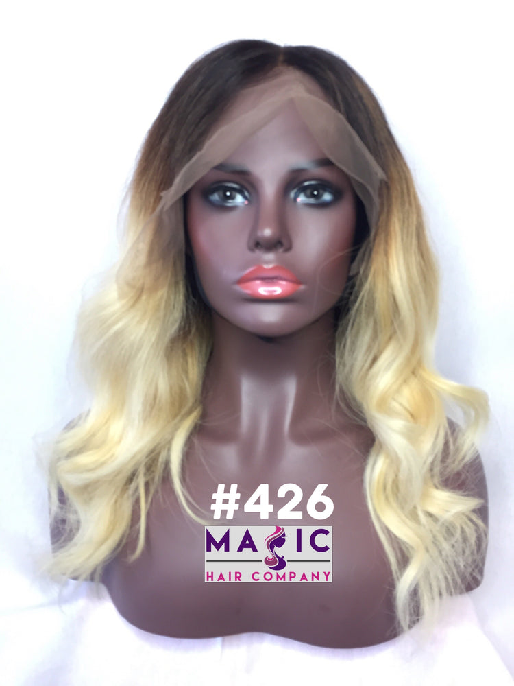 16 straight blonde ombre natural root human hair glueless wig