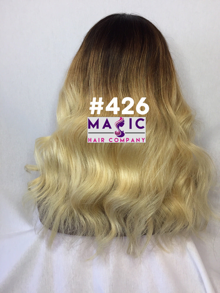 16 straight glueless front lace wig custom color ombre