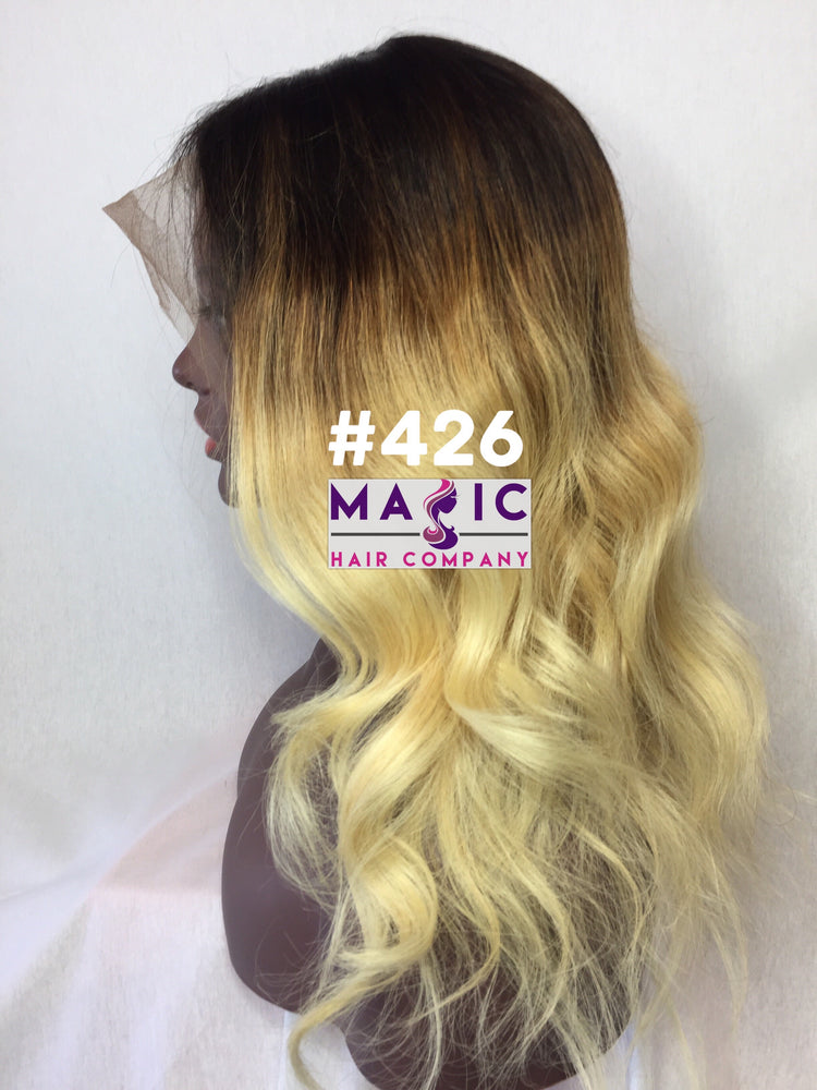 16 straight glueless front lace wig custom color ombre