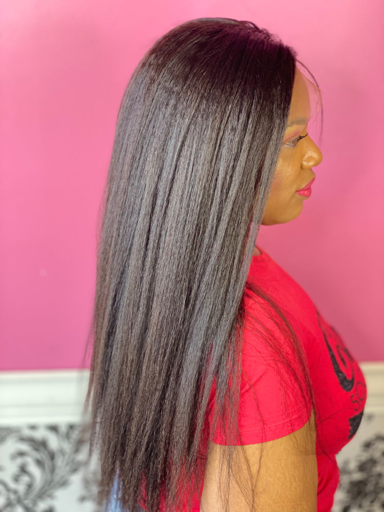 20", Kinky Straight, Front Lace Wig