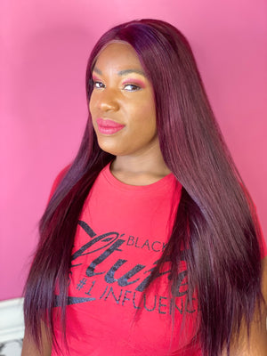 
                
                    Load image into Gallery viewer, deep red straight lace wig glueless
                
            
