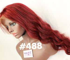 Straight ,22", Front lace, red wig