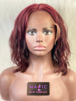 Wavy 10", front lace, deep red wig