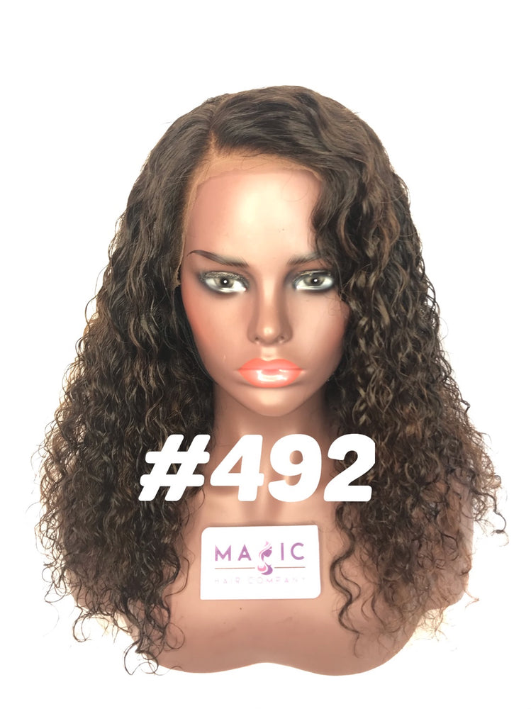 14 curly front lace human hair wig natural 1b