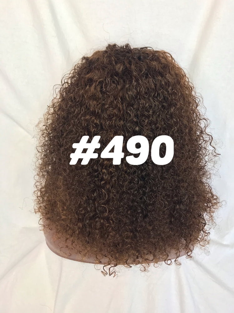 14", Curly, Front Lace, Custom Color wig