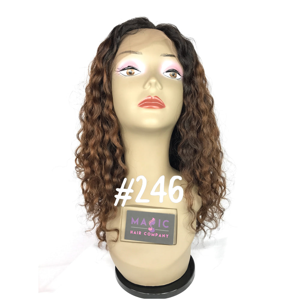 
                
                    Load image into Gallery viewer, 16 curly front lace ombre human hair wig
                
            