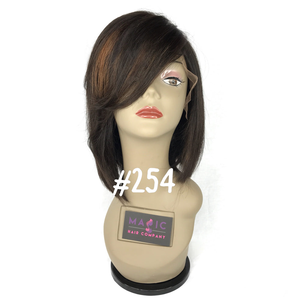 
                
                    Load image into Gallery viewer, 10 straight side part highlighted streak human hair hd lace wig
                
            