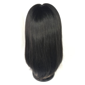14" Silky Straight, front lace, middle part wig