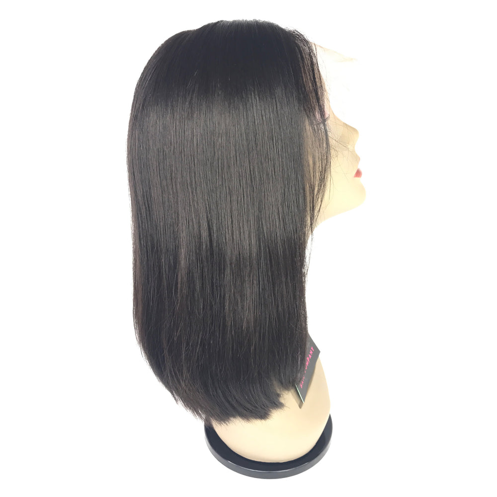14 straight wig glueless front lace middle part natural 1b human hair