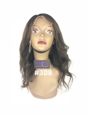 14", Kinky Straight, Custom Colored, Front Lace wig
