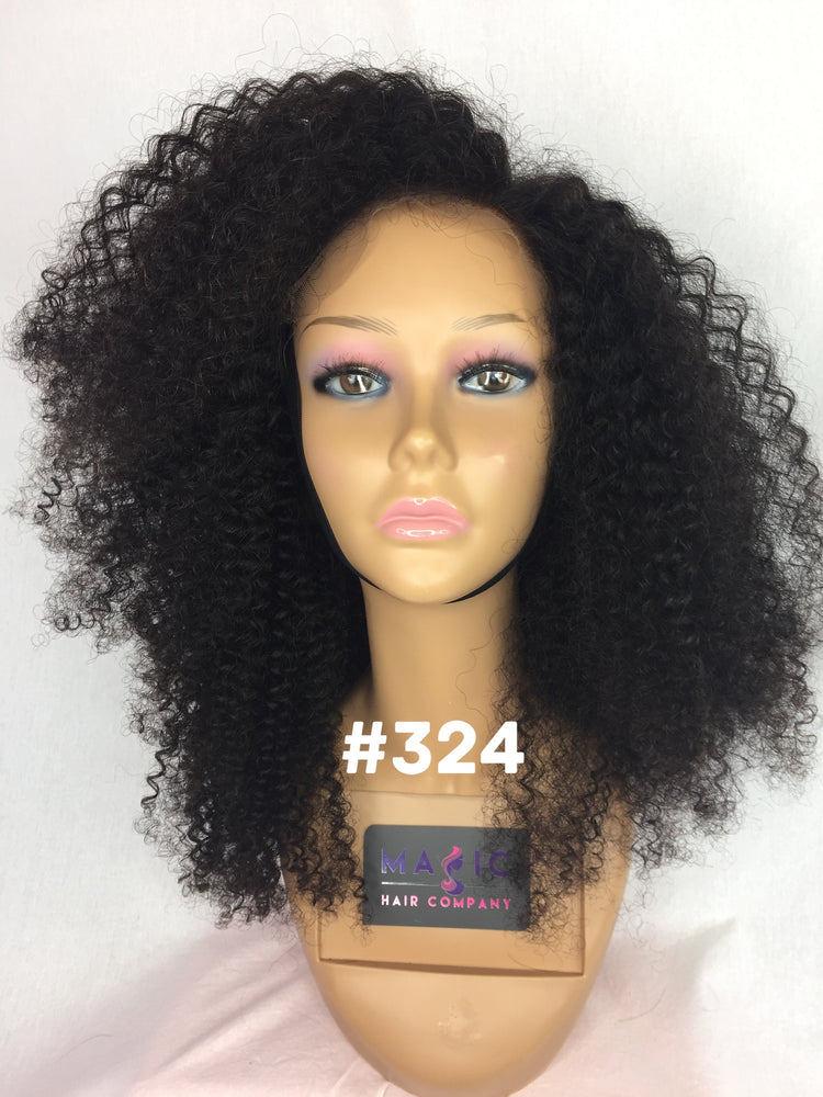 16 curly front lace human hair 1b side part wig