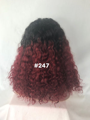16", Curly, Red ombre, Front Lace