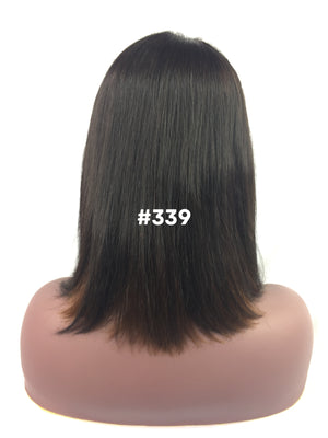 12", Silk Straight, Blunt Cut, Custom Color, Front Lace wig