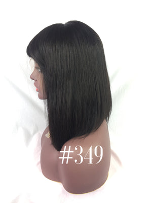 12", Silky Straight, Bangs, Front Lace