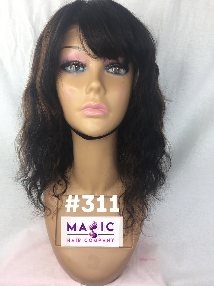 bangs body wave 12" free part human hair lace wig magic hair company